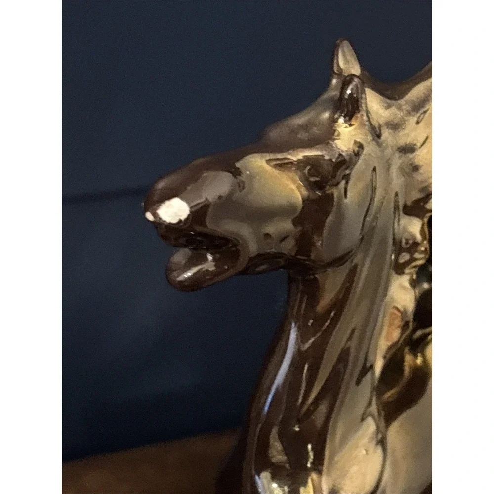 Mid-century Italian porcelain Lustreware horses vase